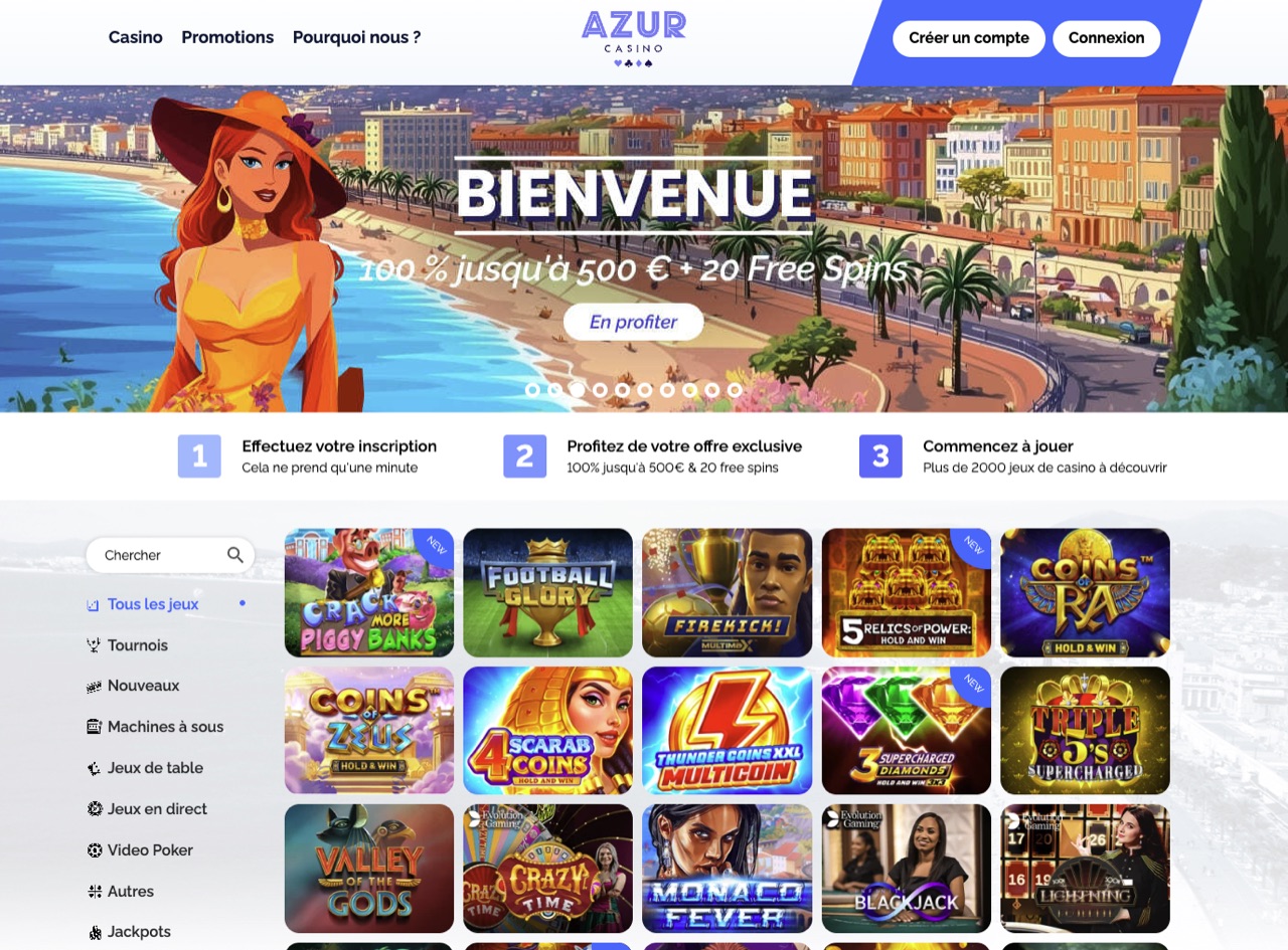 Capture d'écran du site Azur (octobre 2026)