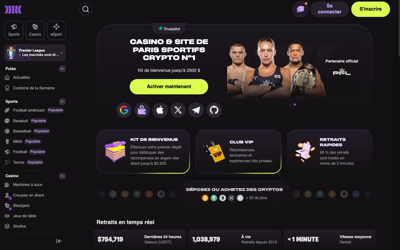 Capture d'écran du site 3. Cloudbet (octobre 2026)