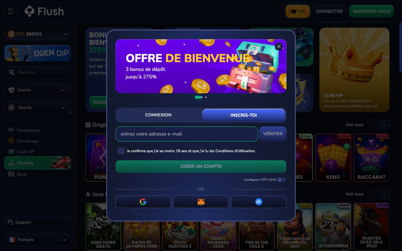 Capture d'écran du site 2. Flush (octobre 2026)