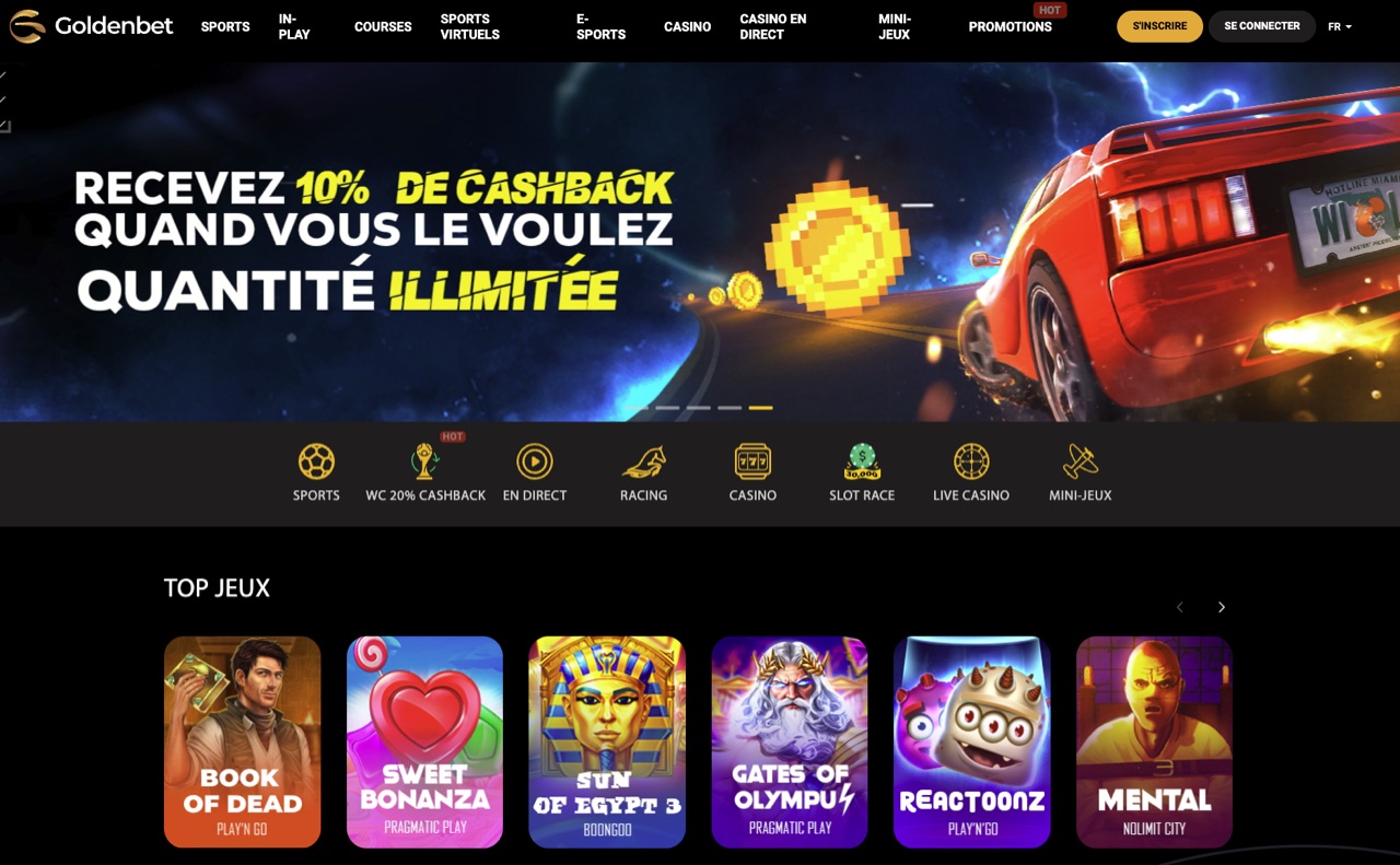 Capture d'écran du site Goldenbet (octobre 2026)