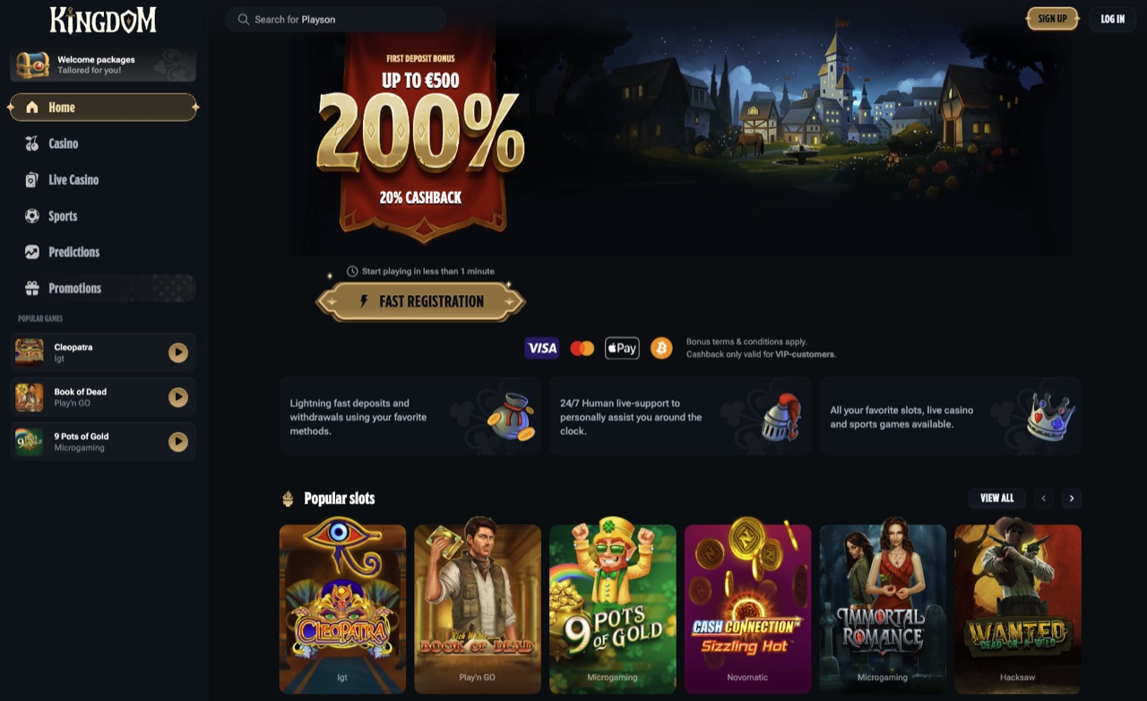 Capture d'écran du site Kingdom Casino (octobre 2026)