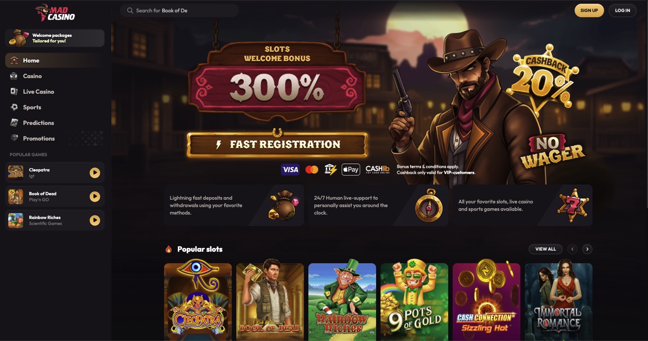 Capture d'écran du site MadCasino (octobre 2026)