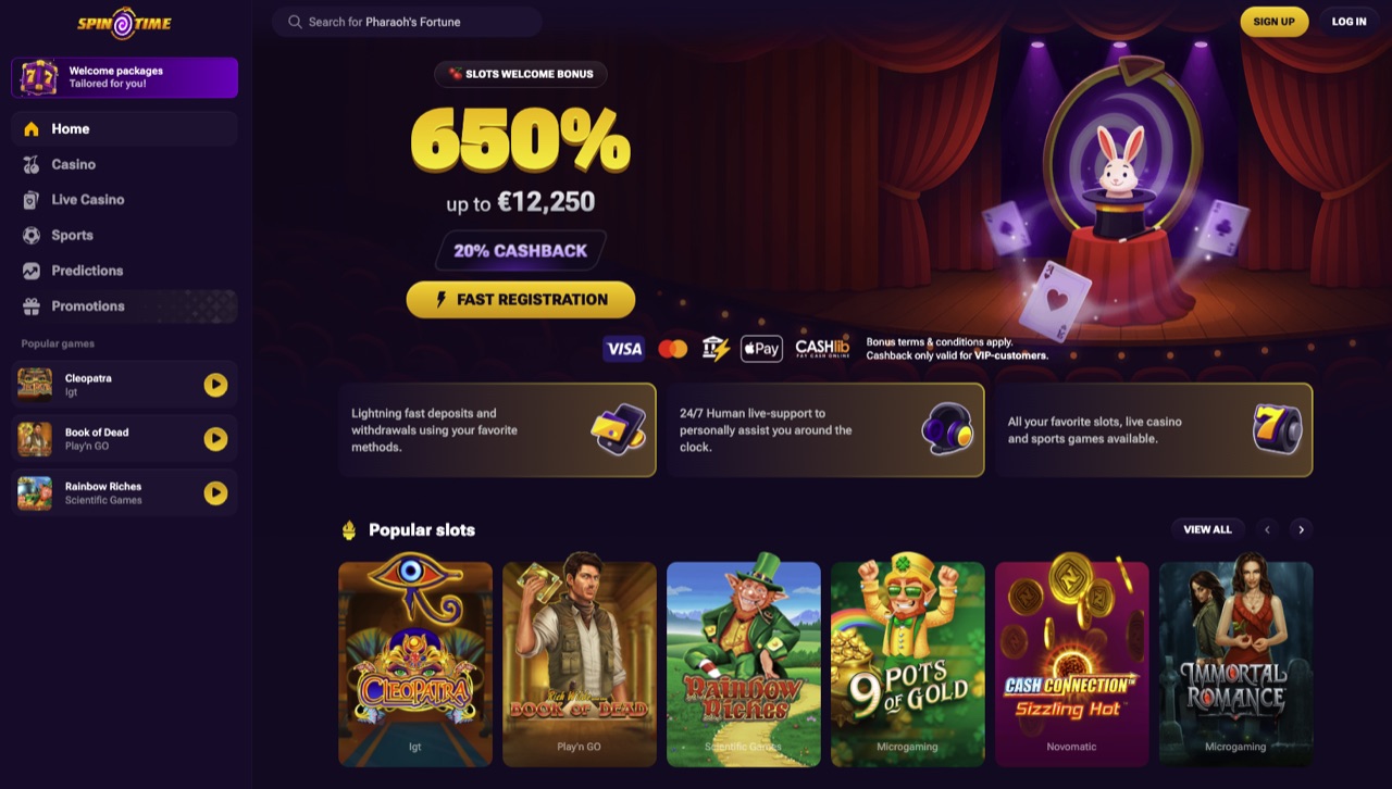 Capture d'écran du site 15. Spintime (octobre 2026)