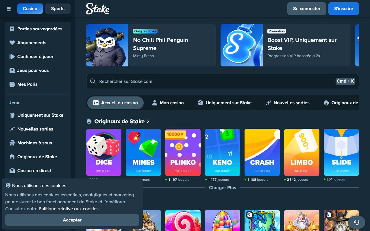 Capture d'écran du site 5. Stake (octobre 2026)