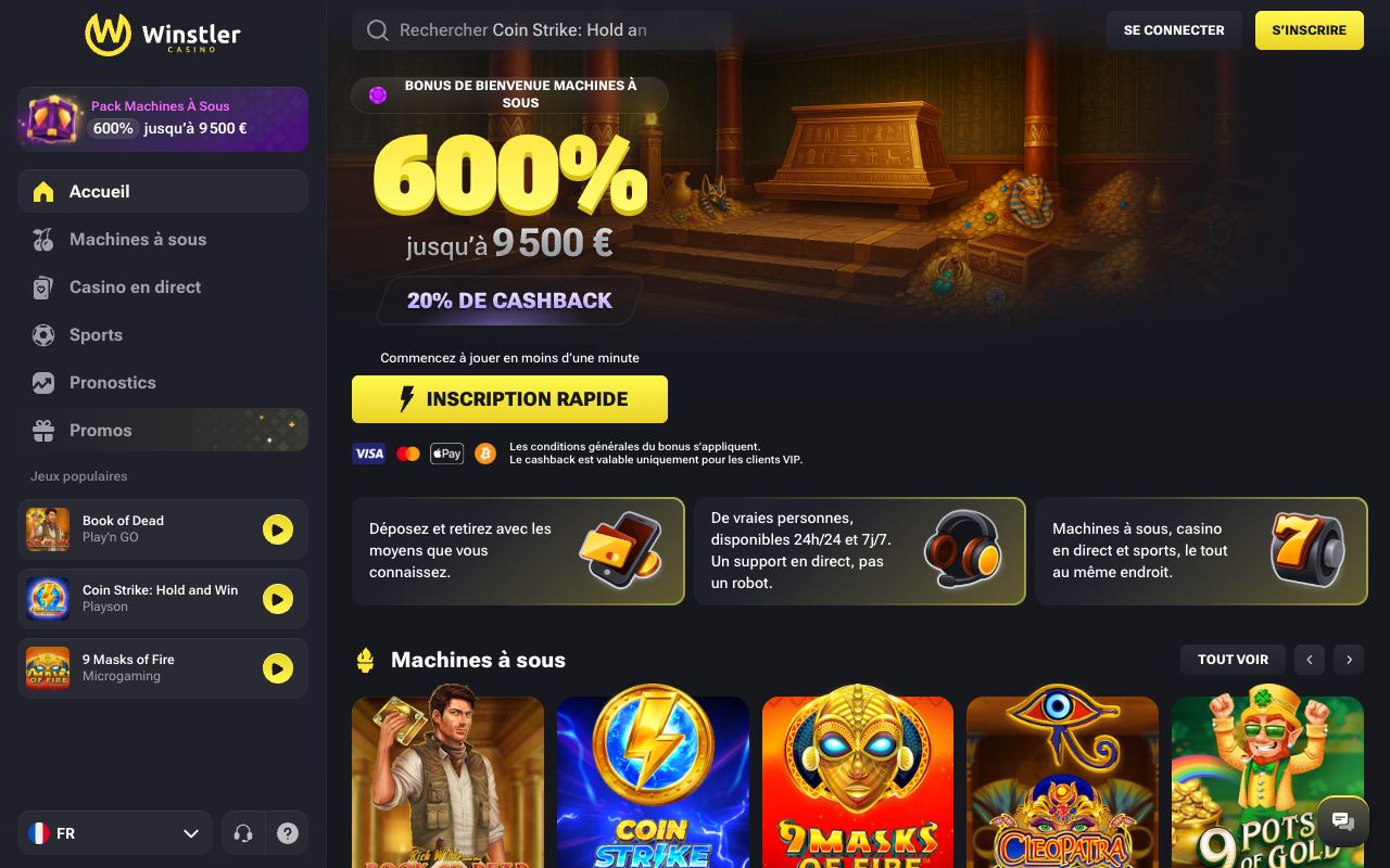 Capture d'écran du site Winstler (octobre 2026)